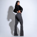 Calça Modeladora Flare Cós Alto Mescla